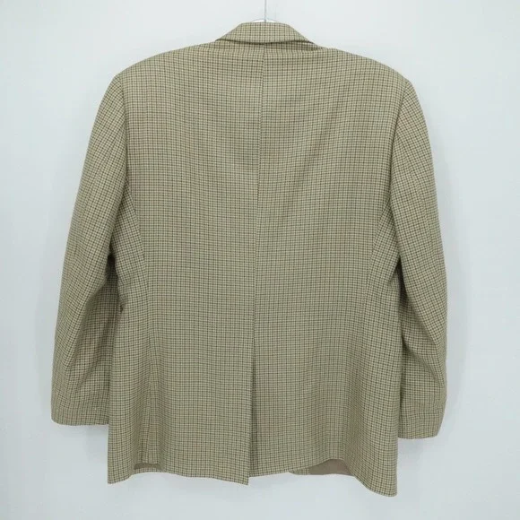 Lauren Ralph Lauren Sport Coat Mens 40R Tan Houndstooth Blazer Silk Business